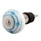 Blue Striped Dotted Crackle Ceramic Wine Stopper